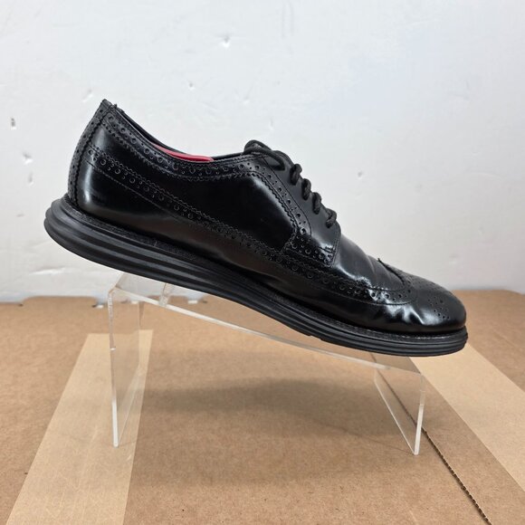 Cole Haan Lunargrand Mens Shoes Black Leather Comfort Brogue Wingtip Oxford  13 - Picture 5 of 10